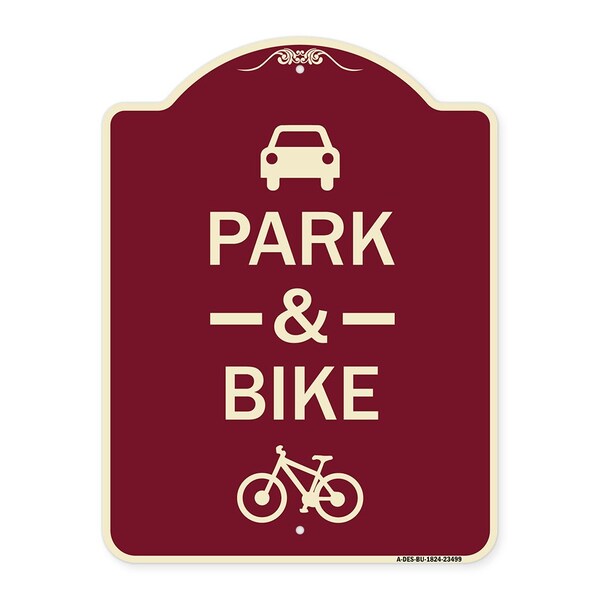 Park & Ride With Bicycle Graphic Heavy-Gauge Aluminum Architectural Sign, 24" x 18", BU-1824-23499